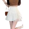 Lässiges Design nach vorne Schlankmachend All-Match Vielseitig Asymmetrischer Faltenrock Hoher Bund Netzrock für Damen Frühling Sommer A-Linie Kurzer Rock