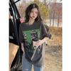 Women's Vintage Washed Oversized T-shirt Short Sleeve Graphic Print Loose Fit Streetwear Tee