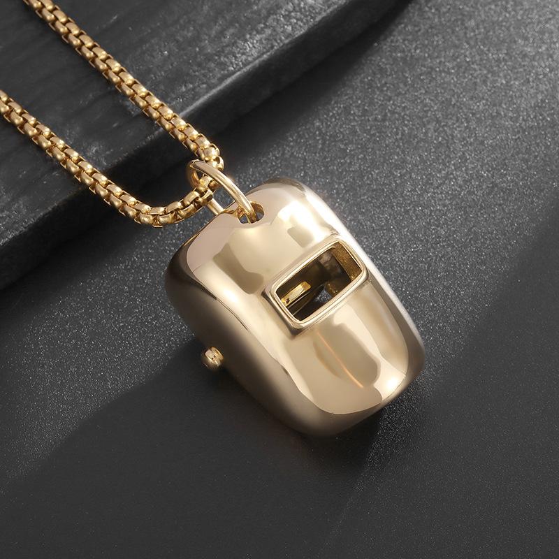 Stainless Steel Welder Mask Helmet Pendant Necklace for Men Women Biker Punk Jewelry