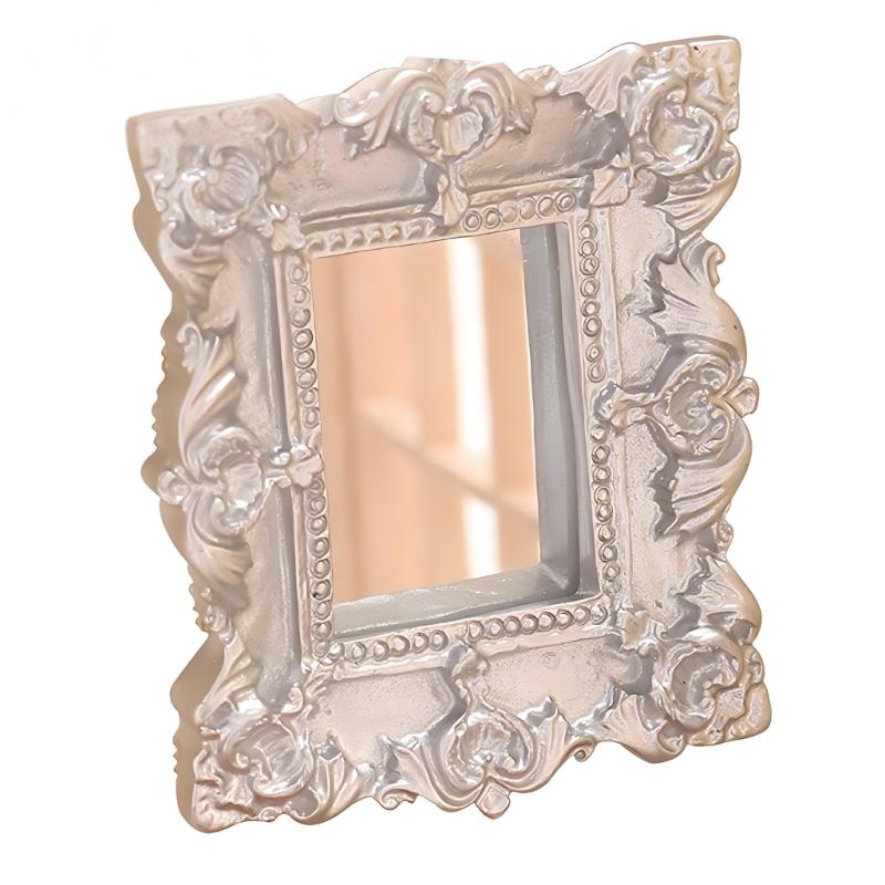 Antique Doll House Mirror Model Figure PVC Miniature Furniture For Children Pretend Play Classical Home Scene Decors