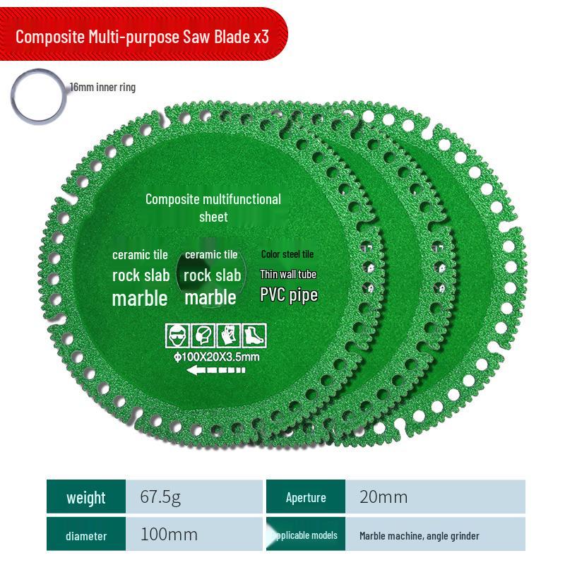 Multi-Functional Angle Grinder Disc for Tile, Steel, Rock, and Marble - Brazed Dry Cutting Blade