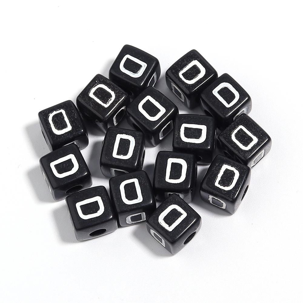 50-100 Stück Schwarze Acryl Buchstabenperlen A-Z Alphabetperlen Würfel Abstandshalterperlen Für DIY Armband Halskette Schmuckherstellung Zubehör