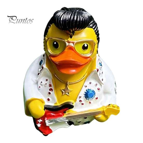 Unique Gift for Musicians Rock & Roll Duck Figurine, Resin Jumpsuit Statue with Guitar Matte Finish Figurine Desktop And Car Dashboard Decoration,