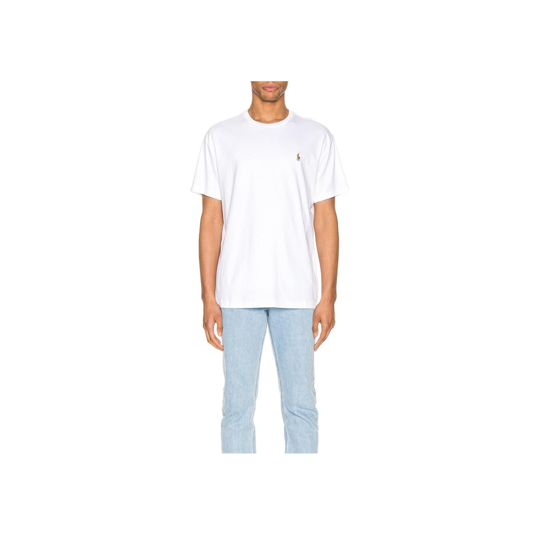 

Polo Ralph Lauren Logo Print Straight Cut Pullover Short Sleeve T-Shirt Men Tops White 710746817-002 L