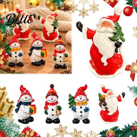 Resin Santa Claus Figurines Christmas Figurine Vintage Snowman Statue Winter Festive Decorative Statue Holiday Tabletop Decoration for Home