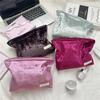 Trendy Velvet Cosmetic Bag Large Capacity Travel Suede Storage Bag Simple Women Girly  Portable Clutch Toiletry Bag Gifts
