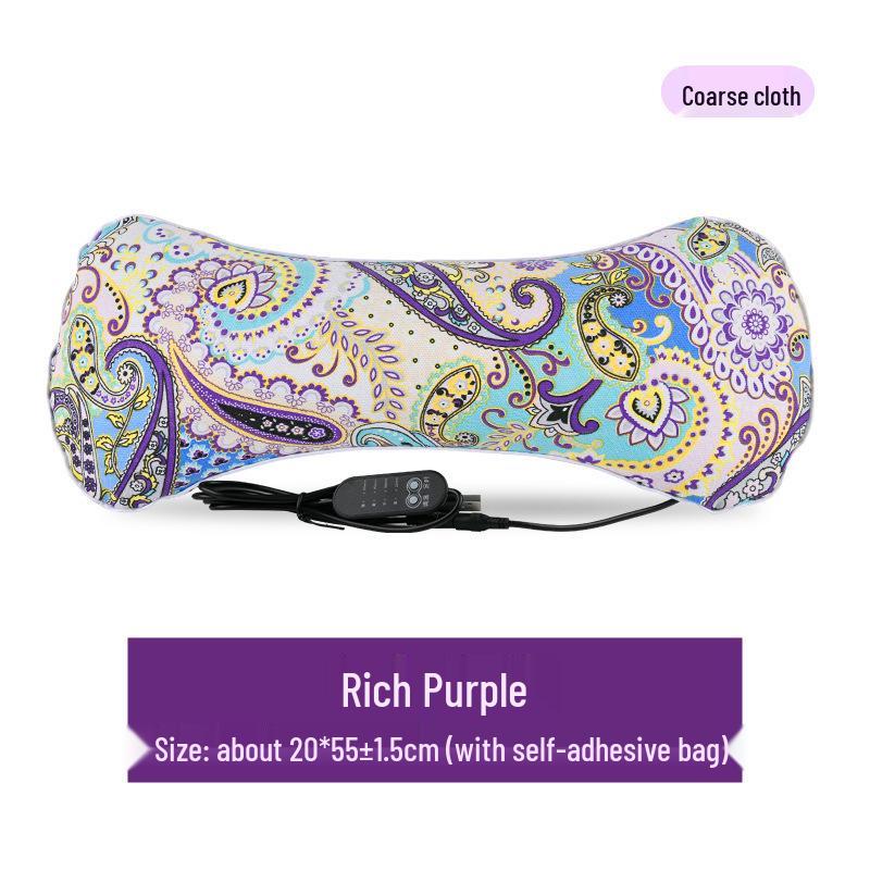 Mugwort Electric Heating Neck Pillow - Removable Cervical Support In Coarse Cloth