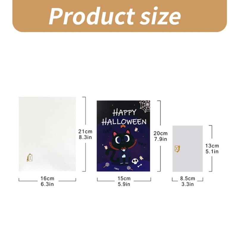 Halloween Themed Funny Animal Card with Envelope Handmade Festival Greeting Card Stylish Gifts Postcard Home Decoration