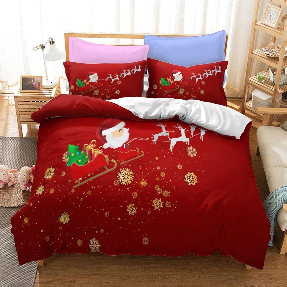 Christmas Series Bedding Three-Piece Home Textile Kit Digital Printing Production
