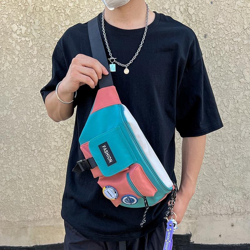 Fashion Fanny Pack Women's Color Scheme Sports Breast Bag New Backpack Men's Trend Oxford Cloth Casual Cloth Bag Design Cloth Bag