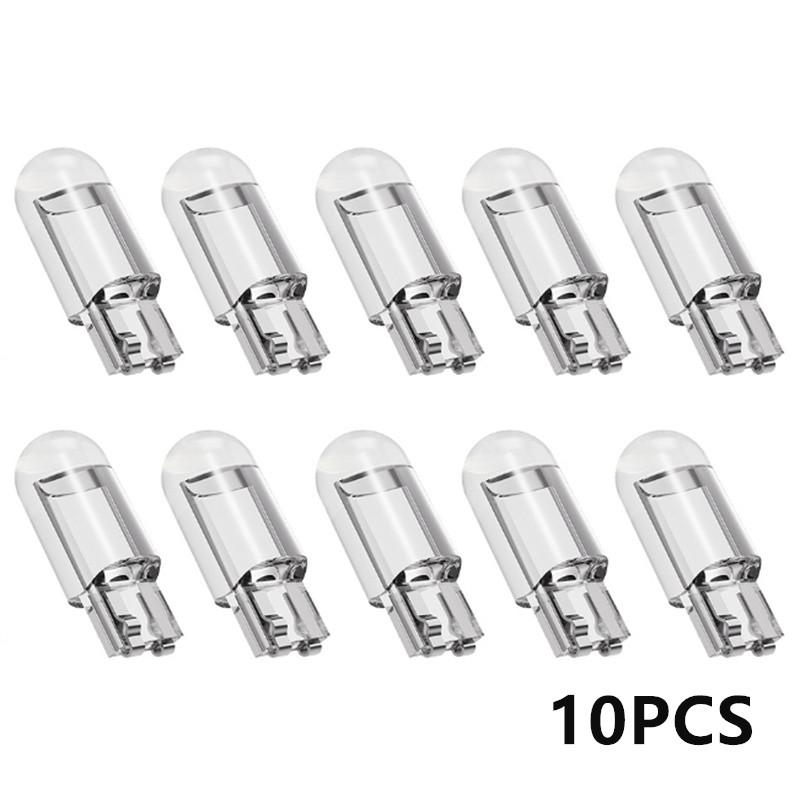 

10/20PCS White Light T10 DC 12V Car LED Light Canbus Glass COB 6000k Reading Dome Lamp Marker Wedge License Plate Light Bulb