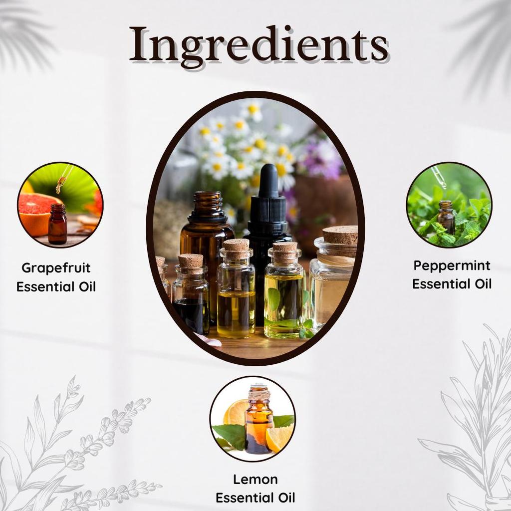 Détox – Huiles essentielles de pamplemousse, citron, menthe poivrée Aromathérapie et diffuseur