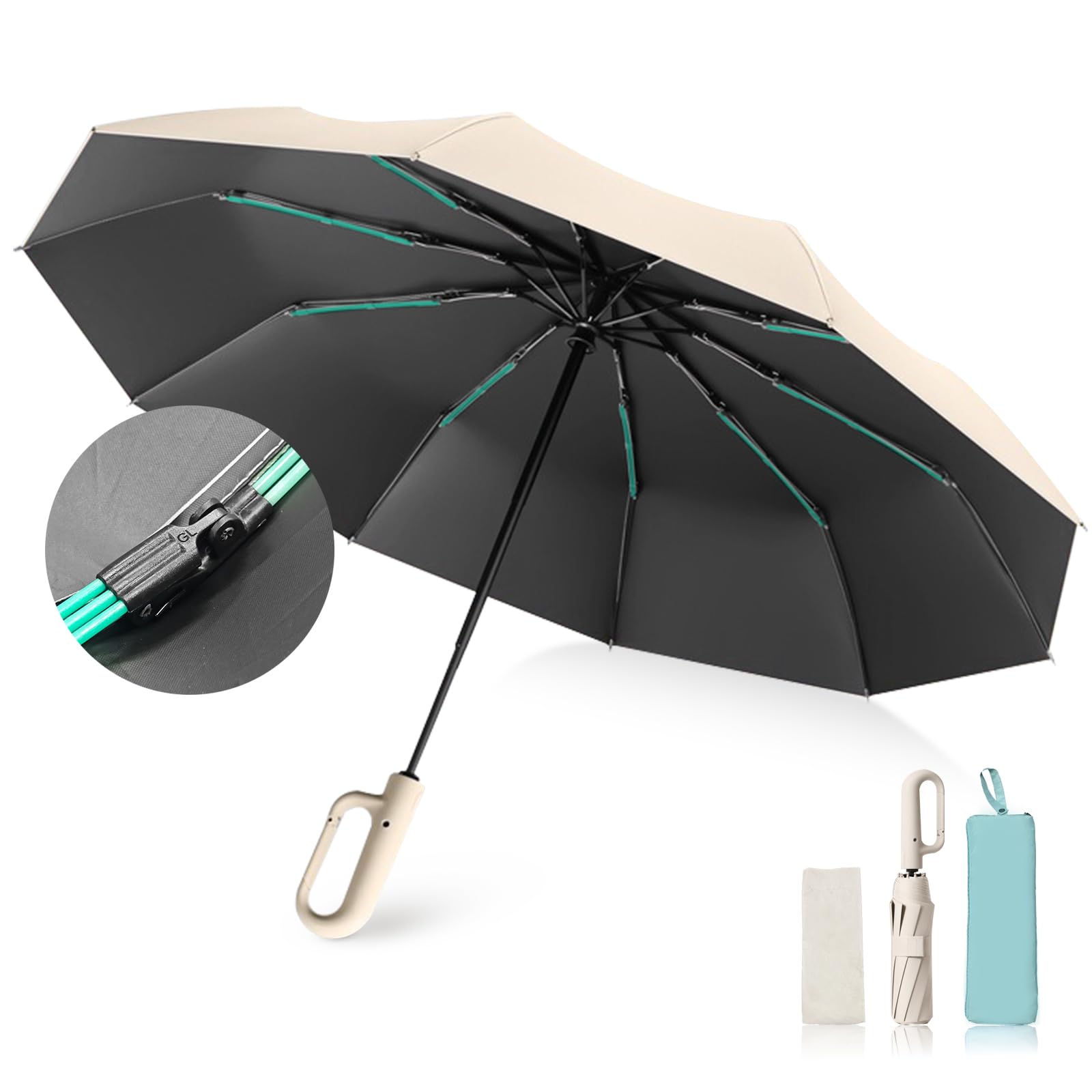 

Zaahir Складной зонт Ветрозащитный Автоматический Подходит для и Легкий 10 УФ Сильный Ветер и Большой Идеально подходит для и Путешествий Супер Впитывающий Зонт Бежевый бежевый