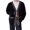 Cardigan sweater men's spring and autumn new V-neck knitted sweater Korean version loose lazy casual trendy thread coat men