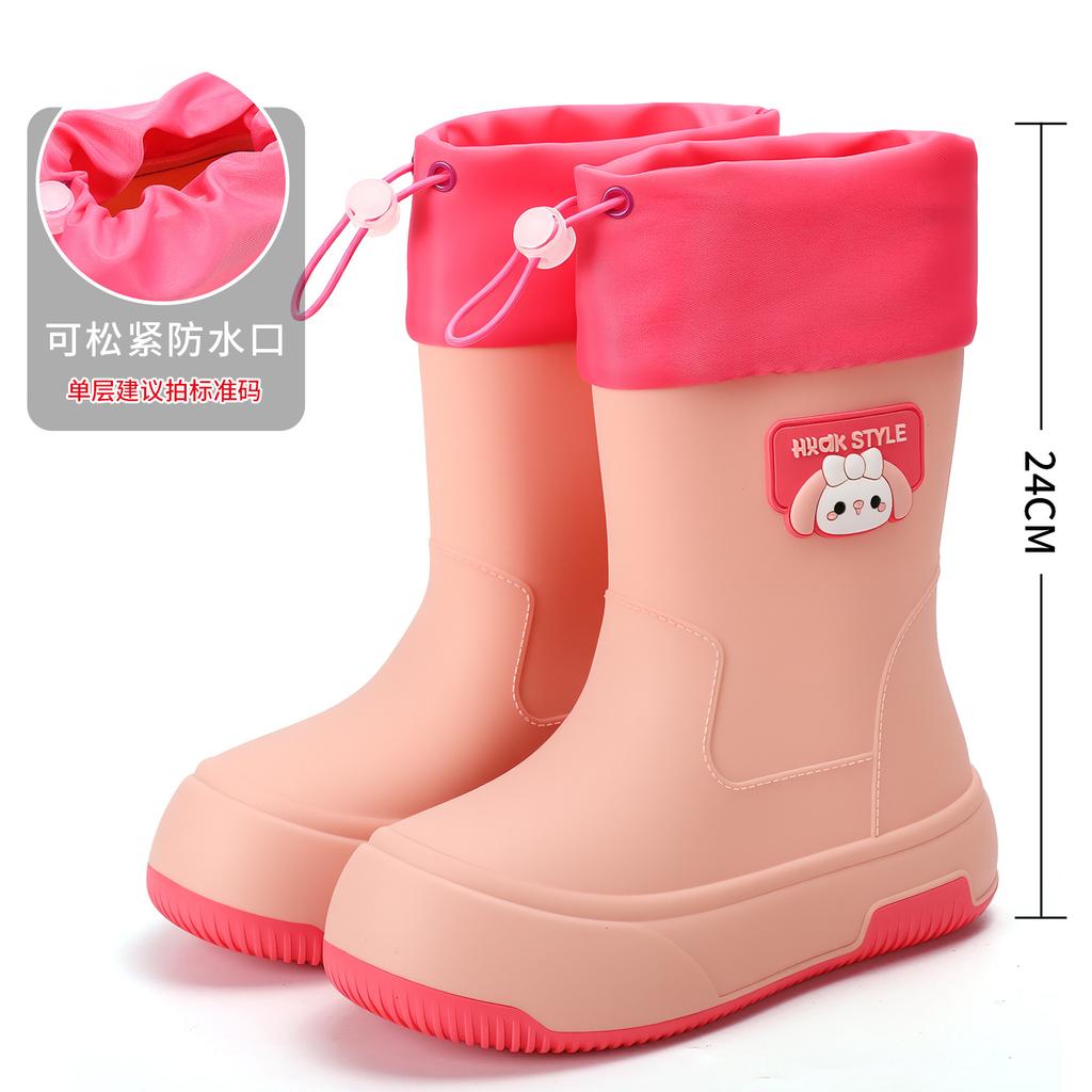 2025 new waterproof rain shoes women's fashion wear warm short rain boots Internet celebrity platform water shoes soft sole rubber shoes