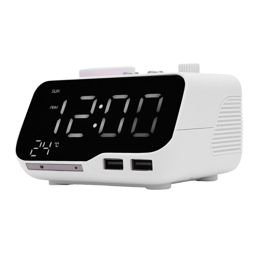 Digital Dual Alarm Clock Bluetooth Speaker FM Radio Alarm Clock with LED Display for Temperature Day of Week