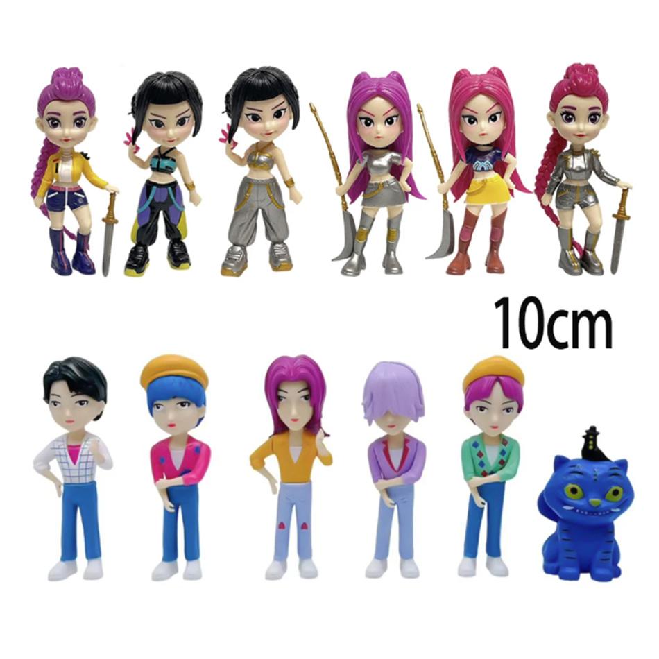 6pcs Kpop Demon Hunters Action Figures Set Derpy Tiger Rumi Mira Zoey Sussy Collectible Dolls for Fans Christmas Gift
