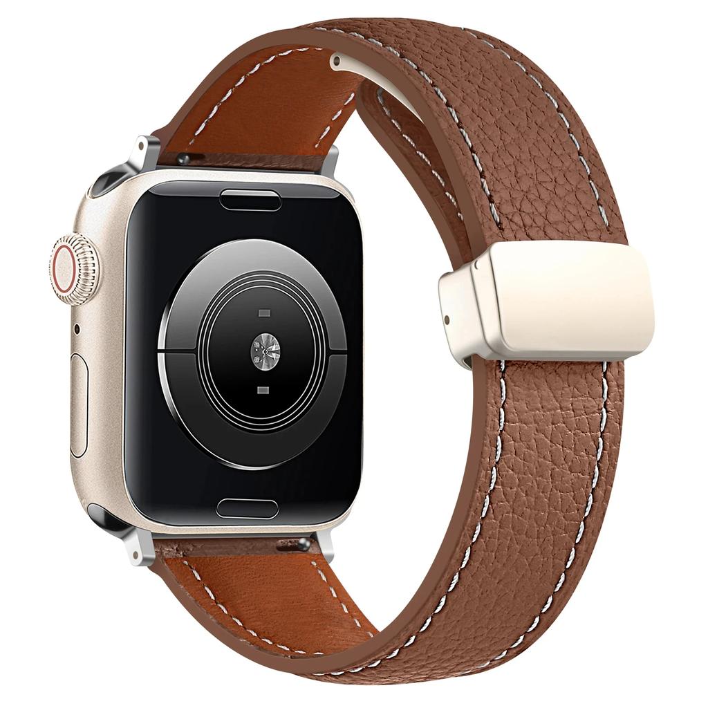 Leather Magnetic Buckle Strap for Apple Watch 7 8 9 45mm 41mm Ultra2 49mm Leather Band for iWatch Series 6 5 4 40mm Bracelet