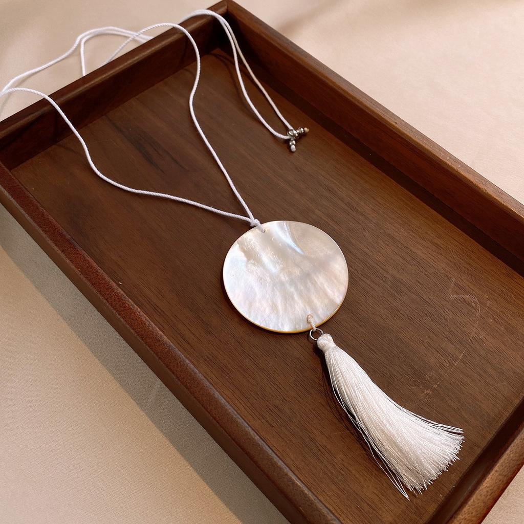 Korean fleece rope color artificial tiger's eye stone bag necklace niche design sweater chain retro necklace