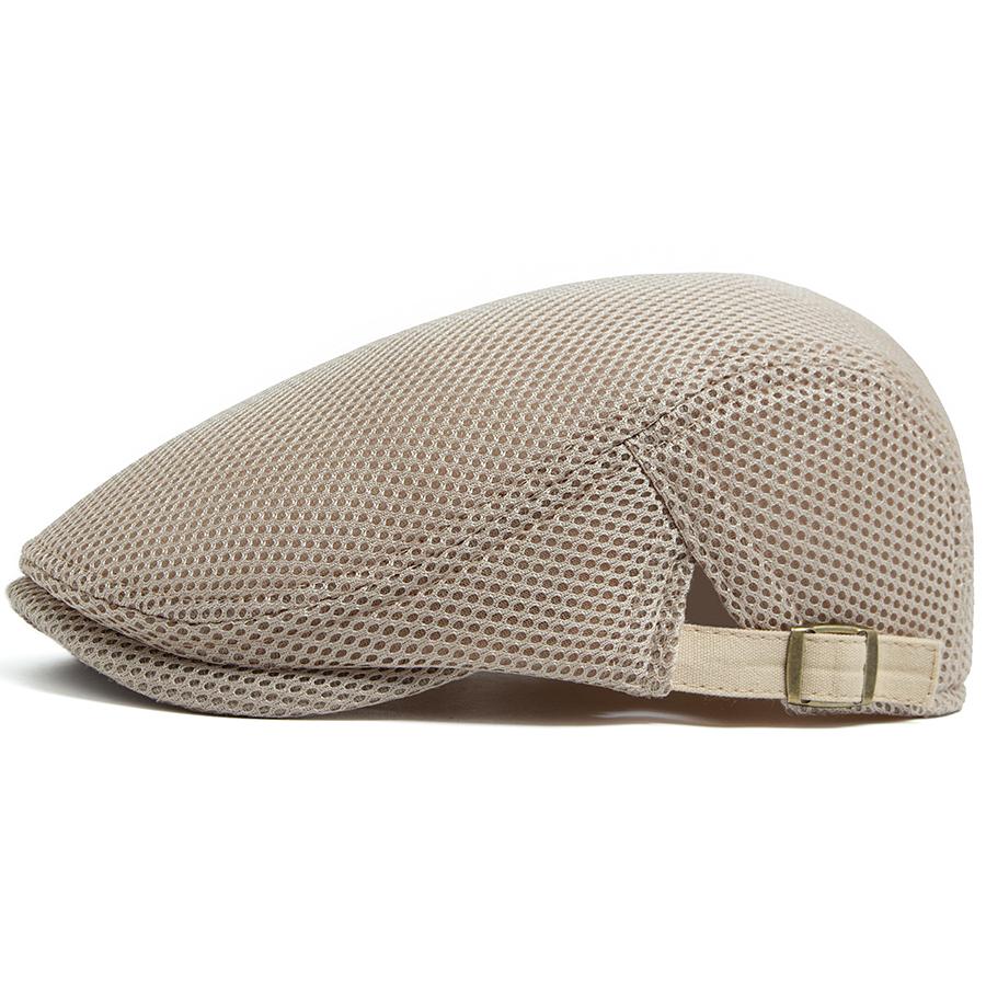 

Новый летний берет из дышащей сетки, модная повседневная плоская шляпа с солнцезащитным козырьком, винтажная кепка для мужчин и женщин, кепка газетчика для окружности головы 54-59 см бежевый