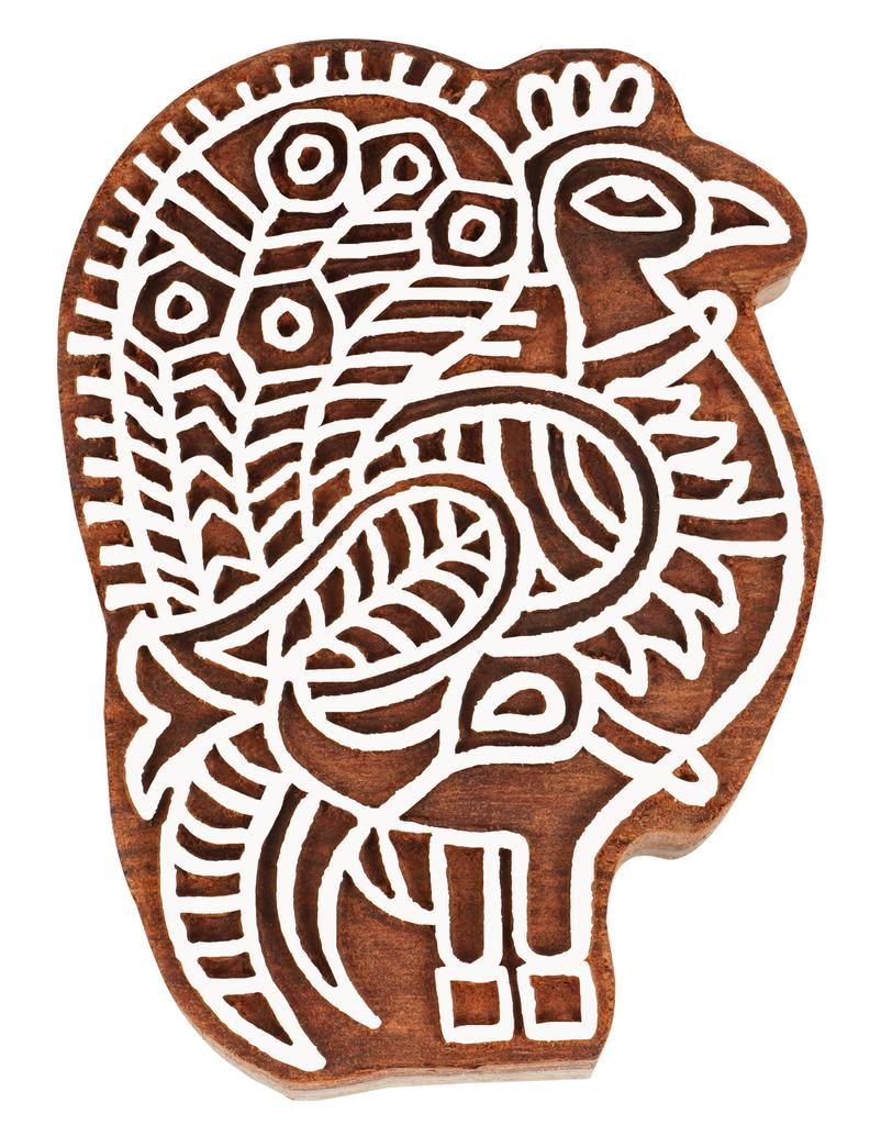IBA Indianbeautifulart Textile Printing Block Peacock Hand Carved Wooden Stamp Wood Block Printing Textile Stamps For Fabric Pottery Blocks- 3