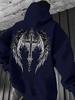 Large Print Loose Hooded Sweater, Dark Gothic Religious Men's and Women's Casual Pullover Hooded