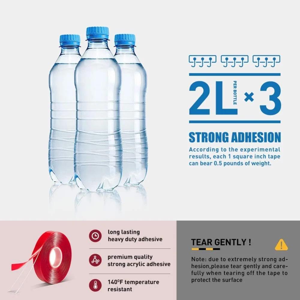 Red Acrylic Double-Sided Tape, Transparent, Strong Adhesive, No Trace, 6mm–30mm, for Phone, LCD, and Car Use