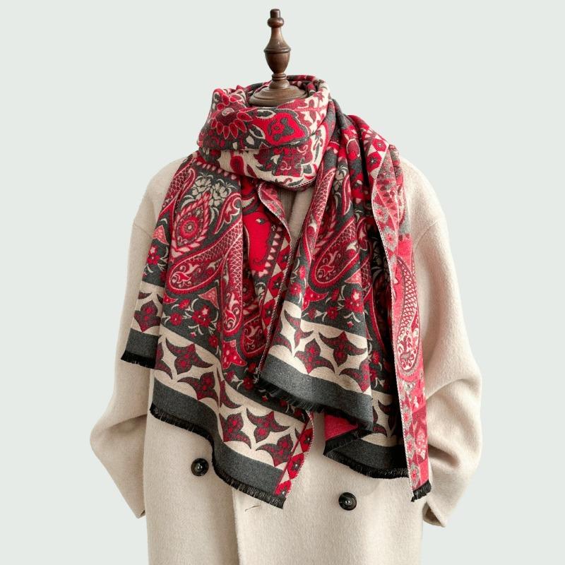 Women's shawl autumn and winter new imitation cashmere cashew flower scarf femininity long fringed double-sided scarf dual-purpose