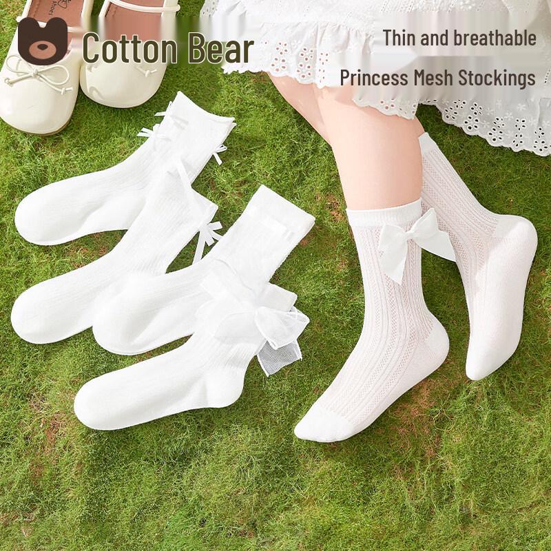 

Girls Cotton Lace Over-the-Knee Socks 5-Pair Set S
