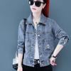 Vintage Crops Trendy Turn Down Collar Jackets Women Basic Solid Outwear Half Sleeve Denim Jacket Women