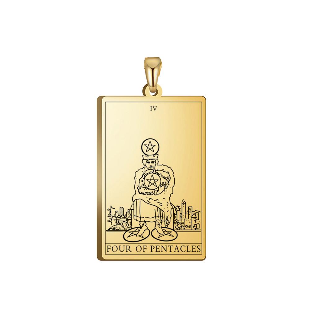 Dawapara Pentacles Tarot Card Pendant for Necklace Stainless Steel Golden Black Jewelry Accessories Charms Pendants