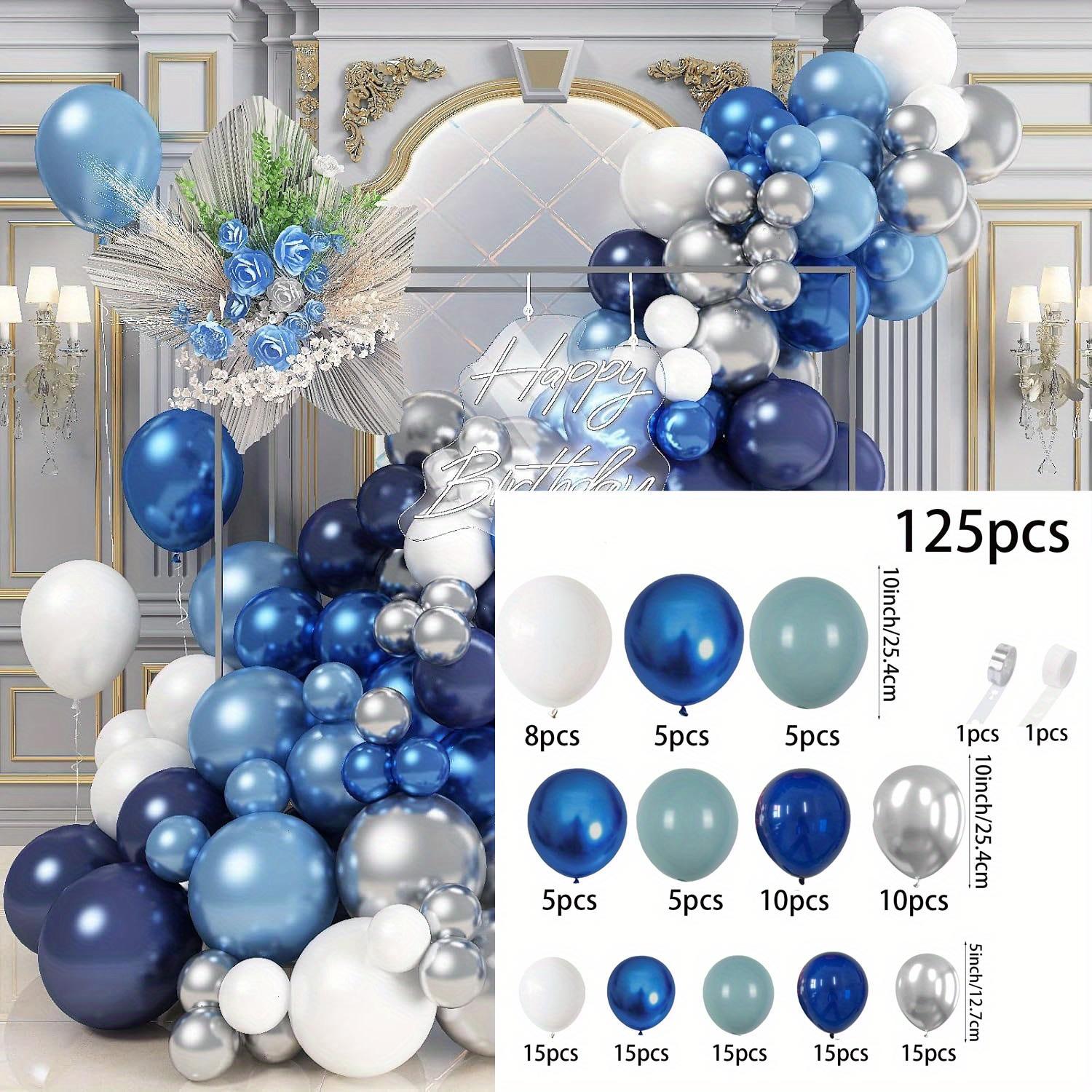 

125PCS Blue and Silver Balloon Garland Arch Kit, Suitable for Birthday Parties, Theme Event Scene Decoration Background, Etc Other