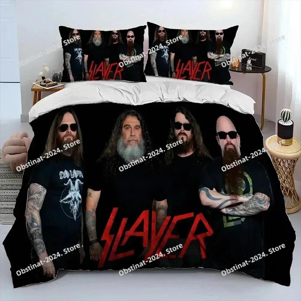3D Slayer Heavy Metal Band Music Bedding Set Printed Single Comforter Quilt Bed Duvet Cover Pillow Case 3 Pieces Kids Adult Size