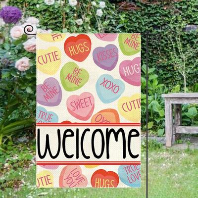12x18 Inch Garden Flag for Valentine's Day Outdoor Display with Love Hearts