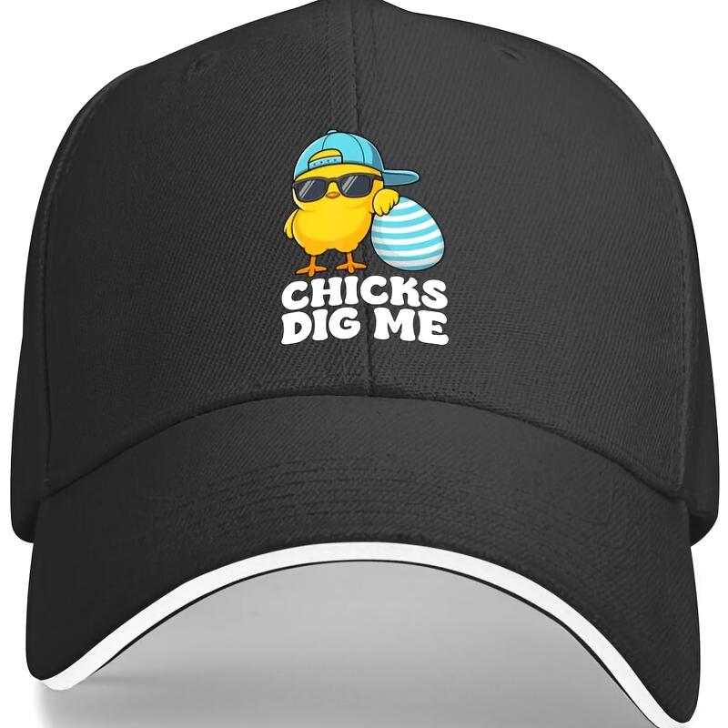 Funny Chicks Dig Me Easter Chick Baseball Cap Polyester Adjustable Casual Snapback Hat