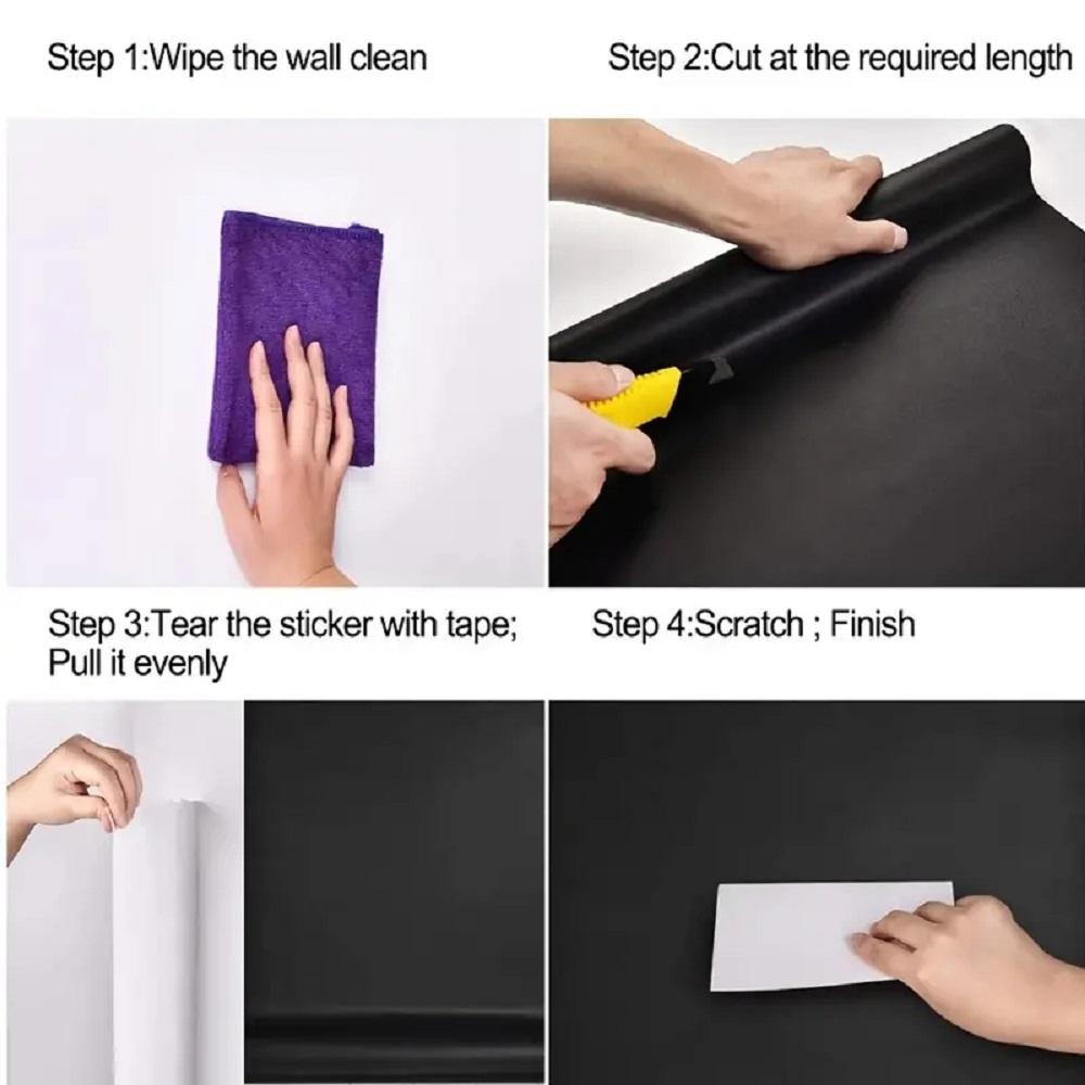 Matowa Czarna Tapeta Samoprzylepna - Wodoodporna, usuwalna winylowa folia kontaktowa do łatwej transformacji Twojego pokoju