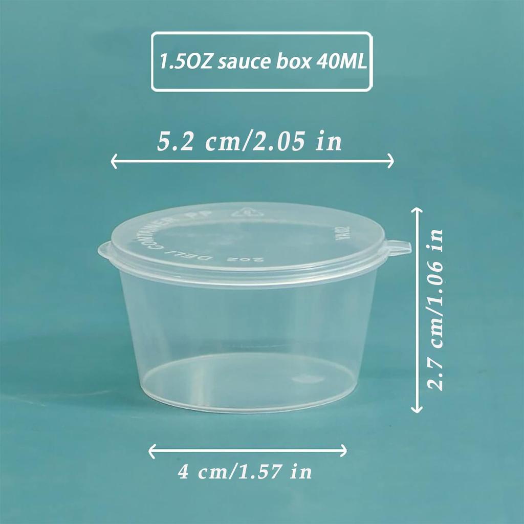 100 Dressing PP-Sauce mit Klappdeckel Sojasauce Mini-Gewürze Take-Away Mini-Einwegbecher mit durchscheinenden Bechern für den gewerblichen Gebrauch, Spritzgegossen