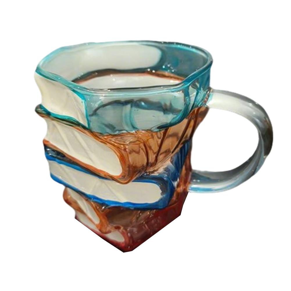 Handmade Resin Book Shaped Coffee Mug 3D Painted Colorful Novelty Drink Cup Creative Perfect Drinkware for Gift and Daily Use