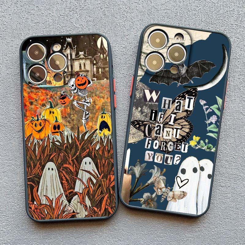 Matte Phone Case For iPhone 17 16 11 13 12 14 15 Pro Max 12 Mini 16 15 Plus X XS XR Ghost Illustration 11 Silicone Back Covers