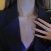 High-end Long Y-shaped Tassel Flash Diamond Necklace Female Niche Light Luxury Double-layer Sexy Collarbone Chain Exquisite Neck Chain Tide