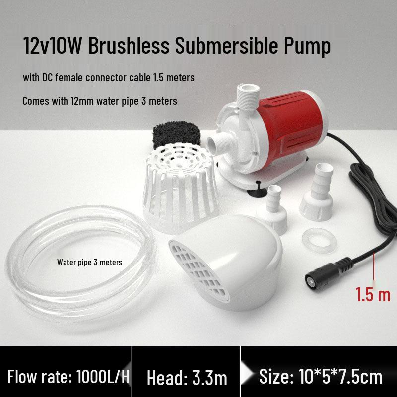 12/24V Mini Solar Brushless Submersible Water Pump for Fish Tank Circulation