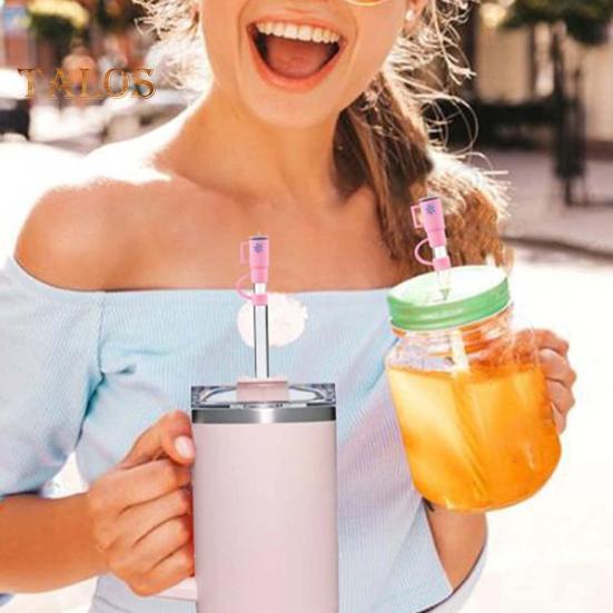 2/5Pcs Straw Cover Hats No Odor Dustproof Fixed Strap Healthy Portable Ice Cup Dust Hats