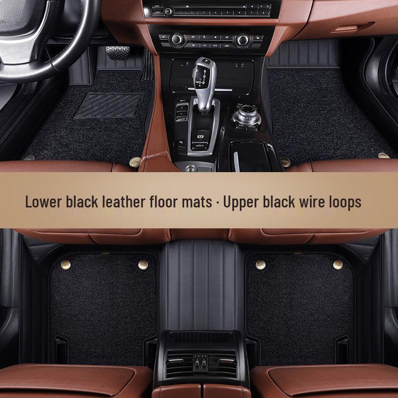 Genuine Leather Full Surround Car Floor Mats for 22 Volkswagen Models: Magotan, Tiguan L, Teramont X, and Passat