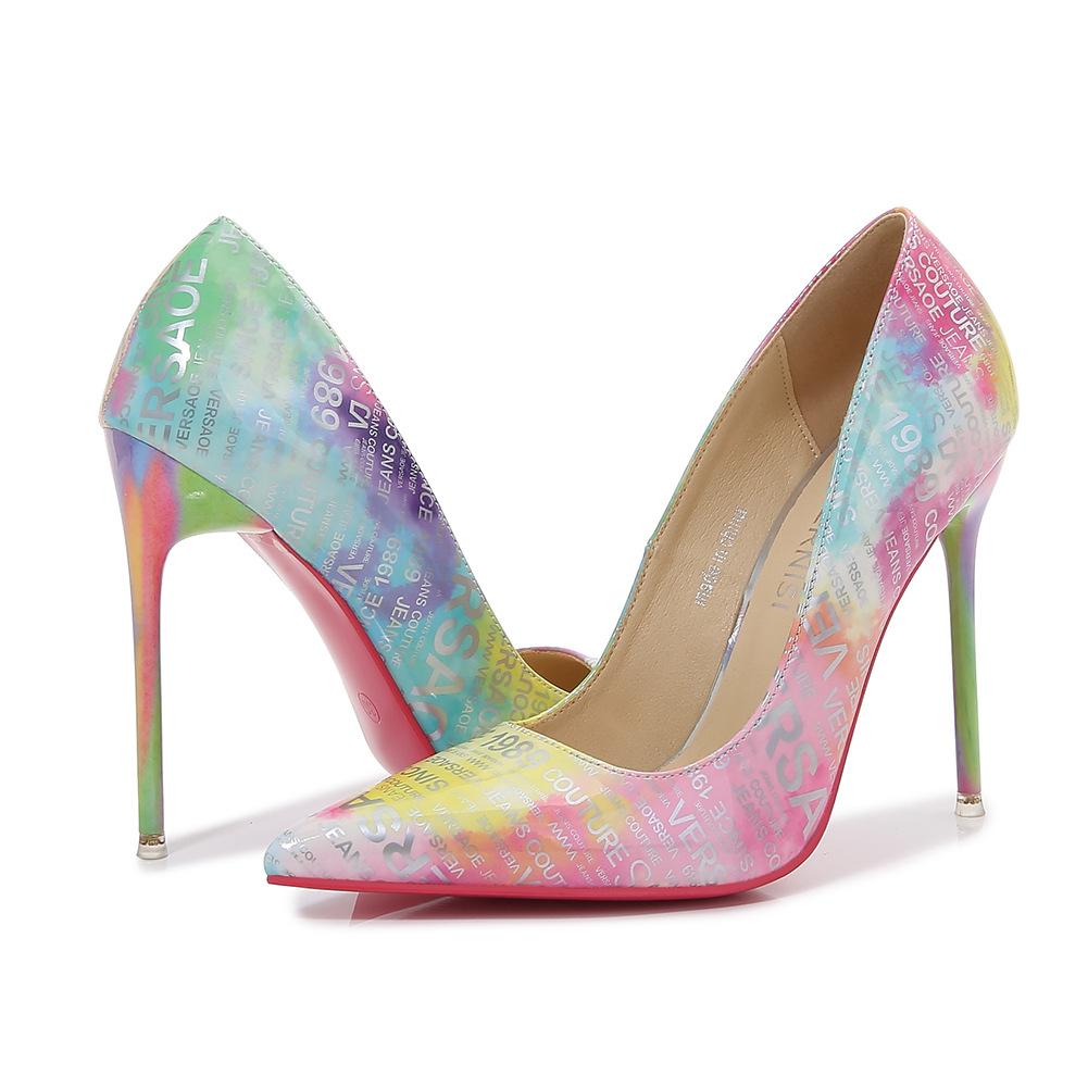 Large size professional work super high heels women's light mouth stiletto colored pointed sexy anti-string dummy drag shoes