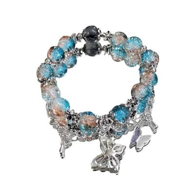 Personalized Glass/Glaze/Alloy Charm Bracelet Elastic Fashion Jewelry Pendant Bracelet Multicolor Wrist Chain Anniversary