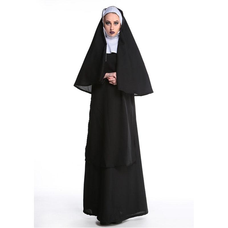 Stock Women Fancy Dress Nun Priest Sister Adult Cosplay Halloween Costume