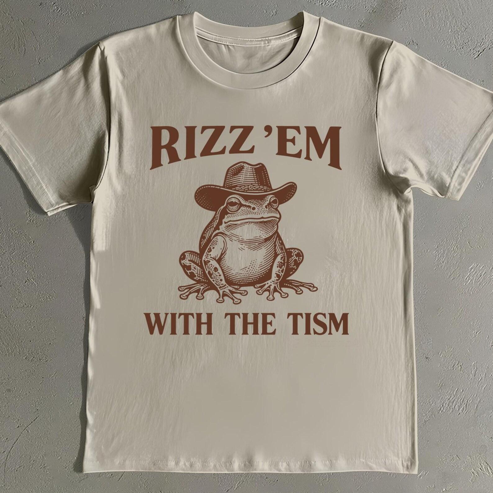 Rizz Em With The Tism Shirt - Funny Cowboy Frog T-Shirt - Western Toad Tee S