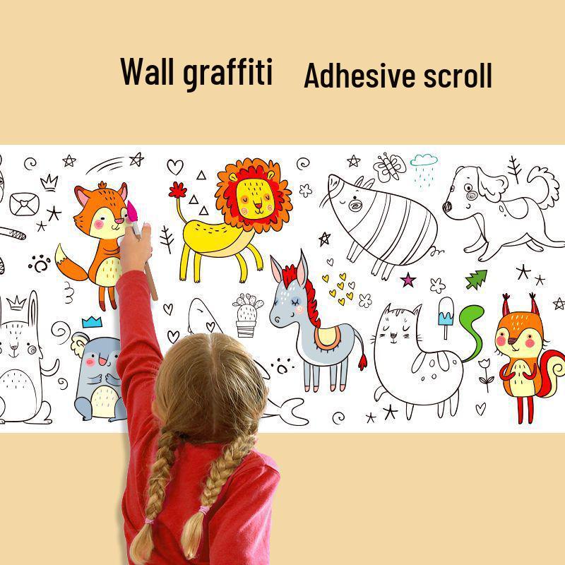 Wall-Safe Kids' Graffiti and Coloring Scroll - Large Paper Art for Kindergarten