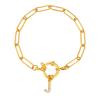 Bubble Buckle Zircon Initial A-Z Charm Bracelet, Stainless Steel Square Chain Bracelet for Women, 26 Letters Alphabet Jewelry
