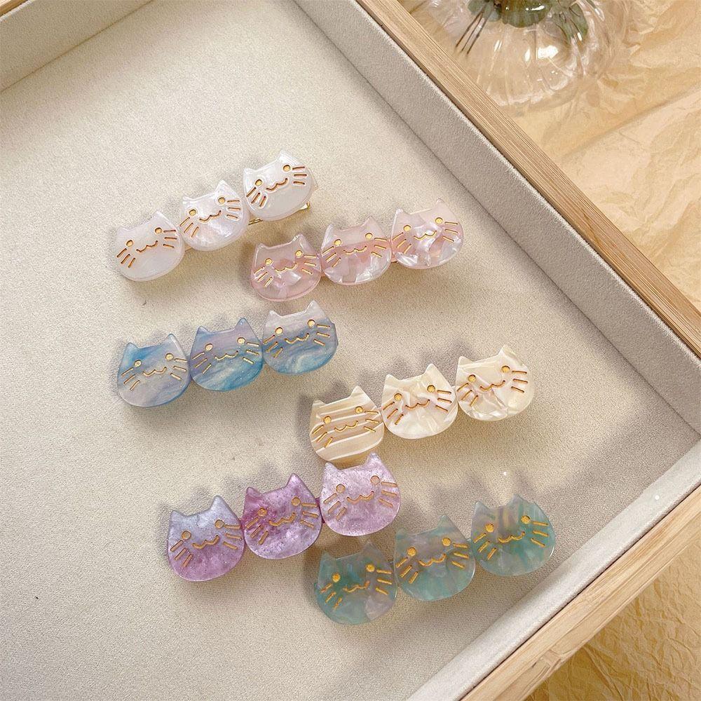 Clip Gifts Acetic Acid Female Barrettes Hair Accessories Korean Style Hairpin Three Cat Hair Clip